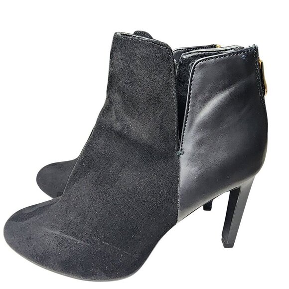 Zara Suede Leather Mix Stiletto Ankle Booties Black Size 6.5 (EU 37) - Picture 4 of 13